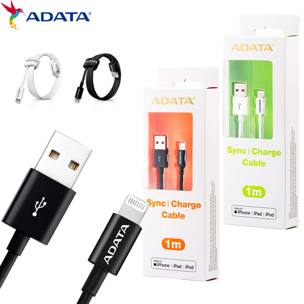ADATA SyncCharge USB-A 2.0  Lightning ケーブル 1m MFi認証 2.4A急速充電高速データー転送  AMFIPL-1M【メール便可】 2色から選択（品番：AMFIPL-1M）詳細情報【こまもの本舗】