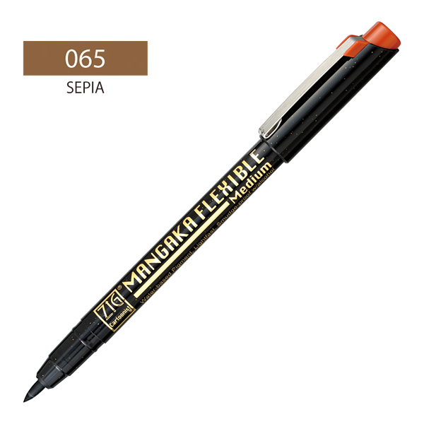  Kuretake ZIG CARTOONIST MANGAKA FLEXIBLE MEDIUM SEPIA CNMM-065ڥ᡼زġۡSEPIA