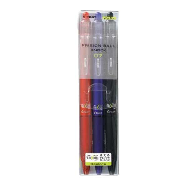 取り寄せ品】PILOT パイロット FRIXION ball knock 0.7 フリクションボールノック 0.7 3色セット 【メール便可】 3色 セット（品番：LFBK-69F-3C）商品詳細【こまもの本舗】