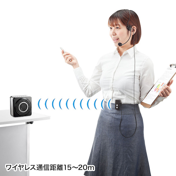 サンワサプライ ワイヤレスポータブル拡声器 MM-SPAMP5(sb) 【送料無料】　ブラック