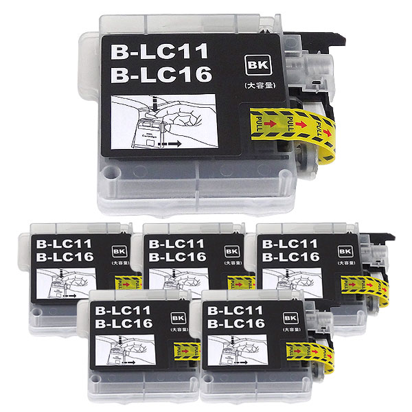 LC11BK ブラザー用 LC11 互換インクカートリッジ 顔料 ブラック 6個セット【メール便送料無料】　顔料ブラック6個セット