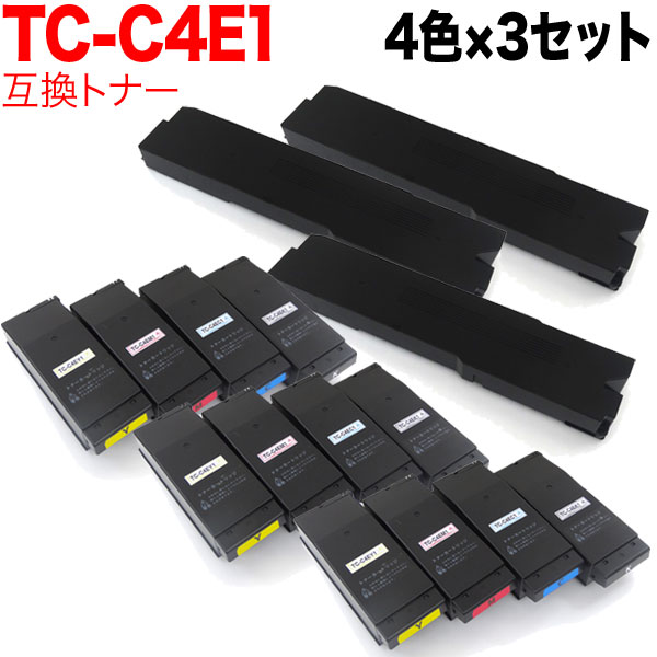 沖電気用(OKI用) TC-C4EK1 互換トナー 4色×3セット ※廃トナーボックス3個付属【送料無料】　4色×3セット