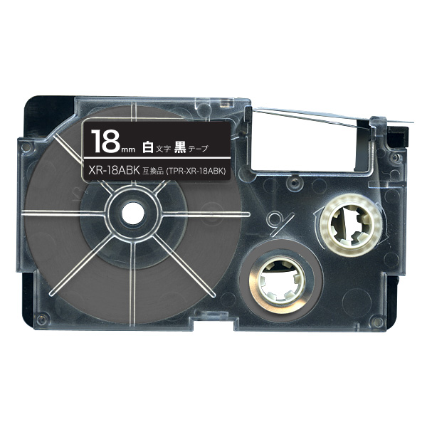 カシオ用 ネームランド 互換 テープカートリッジ XR-18ABK ラベル【メール便可】　18mm／黒テープ／白文字