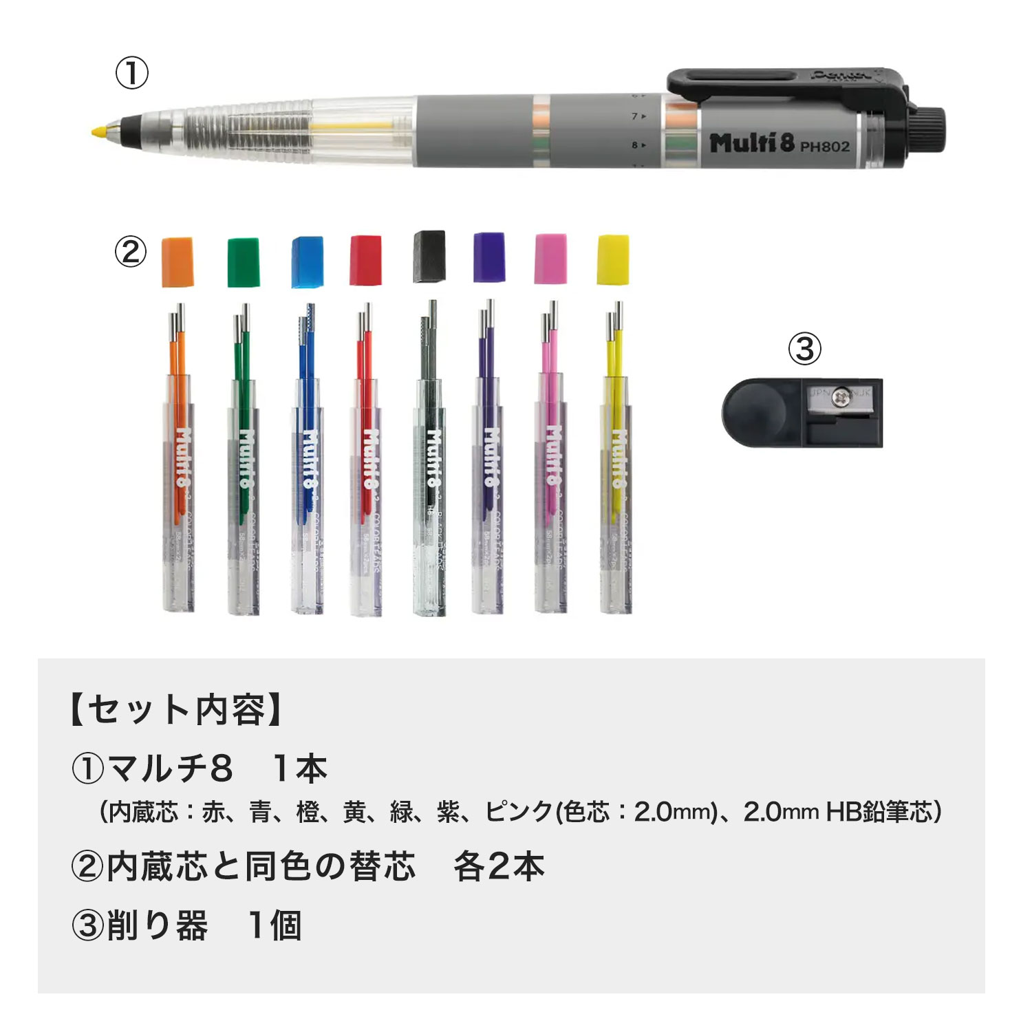 �ڤ�Ƥ� Pentel Multi8 �ޥ��8���å� XPH802ST�ڥ᡼���زġۡ�