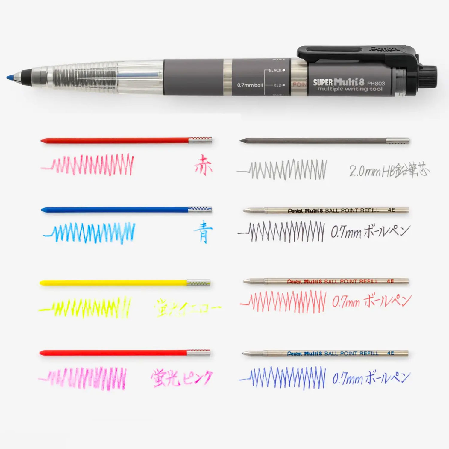 �ڤ�Ƥ� Pentel SUPER Multi8 �����ѡ��ޥ��8  XPH803�ڥ᡼���زġۡ�